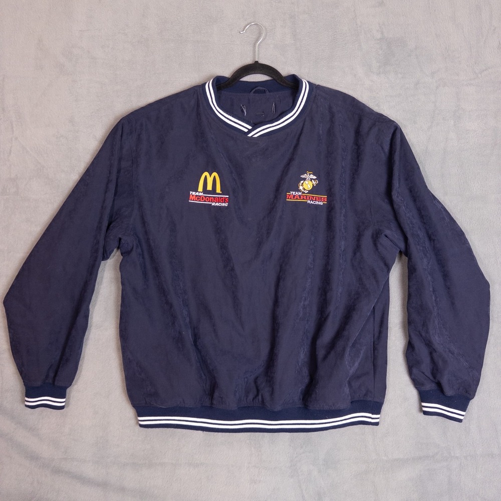 Vintage McDonald's Marines Racing Windbreaker Mens XL Navy Blue Good Pullover